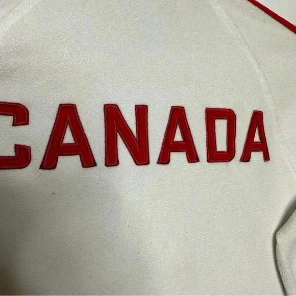 Adidas Training Jacket Canada Olympics Fleece White & Red Size Medium - Picture 14 of 16